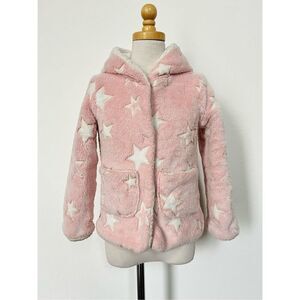 Me Jane Girls 4 Hooded Star Appliqué Faux Fur Jacket Coat